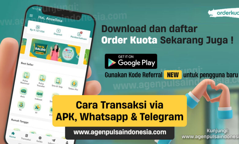 Cara Transaksi Order Kuota via Aplikasi Whatsapp dan Telegram
